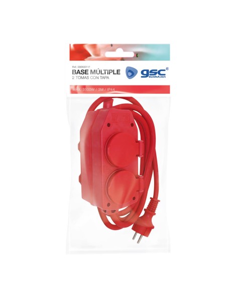 BASE MULTIPLE CON TAPAS 4T (3X1.5MM) 3M ROJO