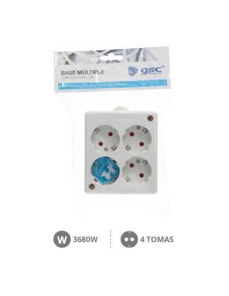 BASE MULTIPLE SERIE MEGA CUADRADA 4T SIN CABLE