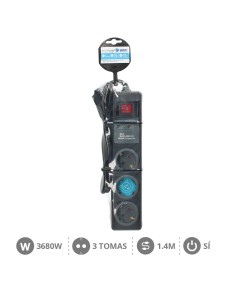 BASE MULTIPLE 3T + 2 USB + INT. (3X1.5MM) 1,4M 2