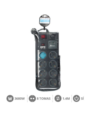 BASE MULTIPLE 8T + 2 USB + INT. (3X1.5MM) 1,4M