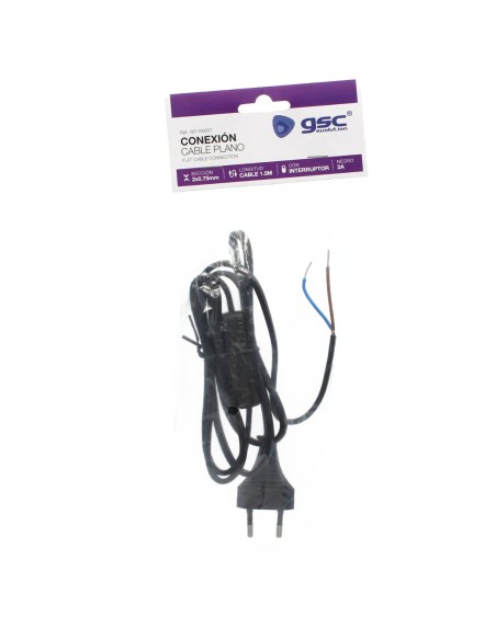 CONEXION CABLE PLANO + INT. (2X0.75MM) 1,5M NEGRO