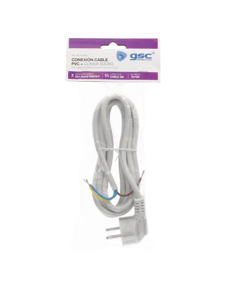CONEXION CABLE PVC + SUCKO (3X1.0MM) 3M BLANCO