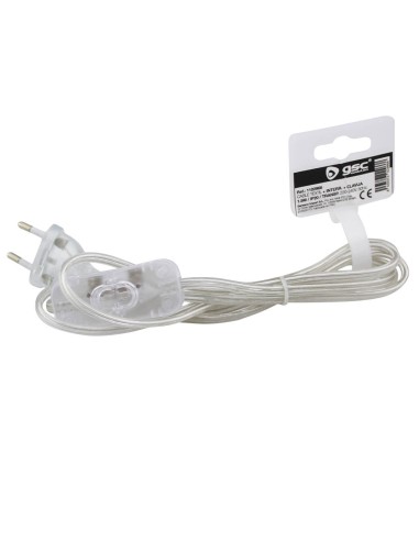 CONEXION CABLE PLANO + INT. (2X0.75MM) 1,5M TRANSPARENTE