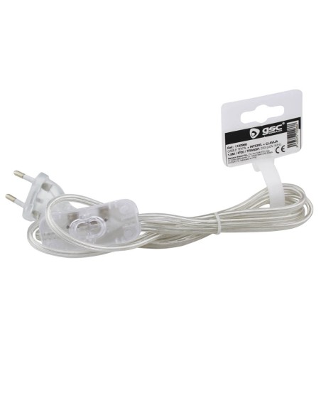 CONEXION CABLE PLANO + INT. (2X0.75MM) 1,5M TRANSPARENTE
