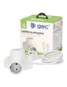 LADRON ALARGADOR TRIPLE SALIDA + 2 USB 1,4M 2