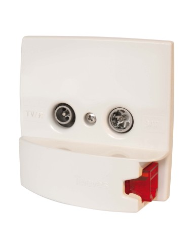 EMBELLECEDOR BLANCO CON BASE ANTENA DE RJ45 2 CONECTORES: TV/R-SAT + DATA TELEVES 527402