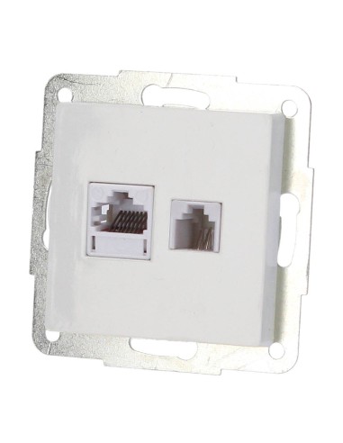 BASE INTERNET+TELEFONO RJ45+RJ11 EMPOTRAR BLANCO 56X56MM