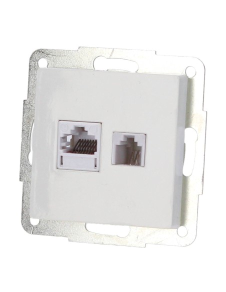 BASE INTERNET+TELEFONO RJ45+RJ11 EMPOTRAR BLANCO 56X56MM