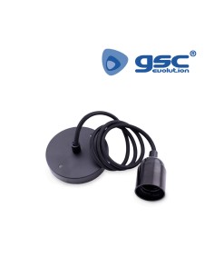 PORTALAMPARAS COLGANTE E27 PLASTICO 1M - NEGRO 2