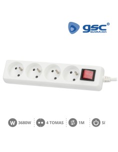 MULTIPRISE 4P + INT (3X1.0MM) 1M BLANCHE 2