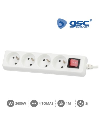 MULTIPRISE 4P + INT (3X1.0MM) 1M BLANCHE