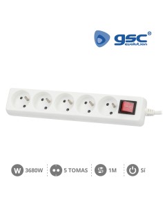 MULTIPRISE 5P + INT (3X1.0MM) 1M BLANCHE 2