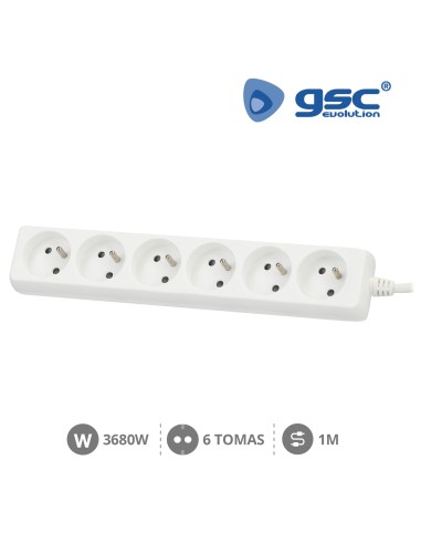 MULTIPRISE 6P (3X1.0MM) 1M BLANCHE