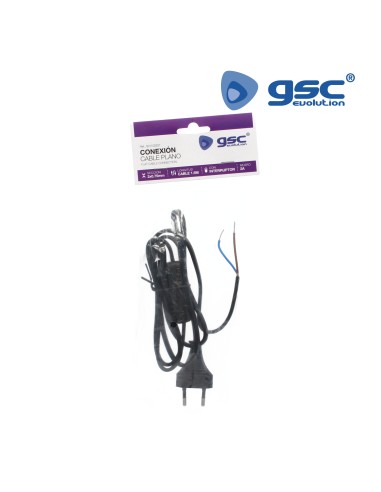 CONEXION CABLE PLANO + INT. (2X0.75MM) 1,5M NEGRO