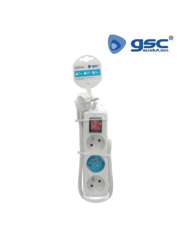 MULTIPRISE 3P + INT (3X1.0MM) 1M BLANCHE