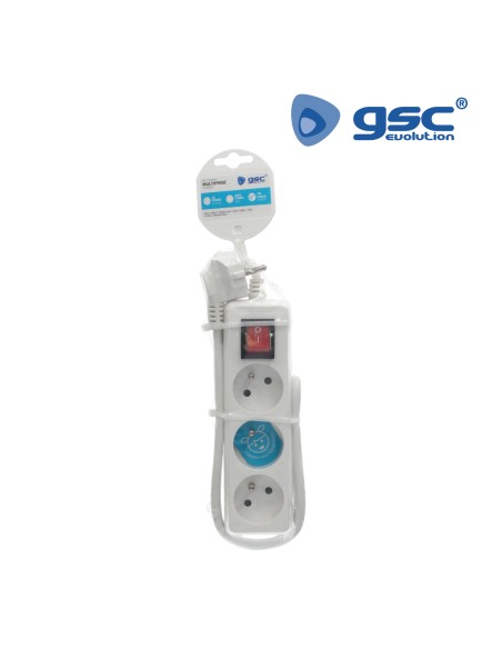 MULTIPRISE 3P + INT (3X1.0MM) 1M BLANCHE