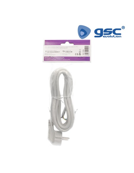 CONEXION CABLE PVC + SUCKO (3X1.0MM) 3M BLANCO