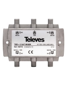 MEZCLADOR DE SEÑAL TERRESTRE Y 2 SATELITES 3 ENTRADAS: MATV-FI-FI TELEVES 740710