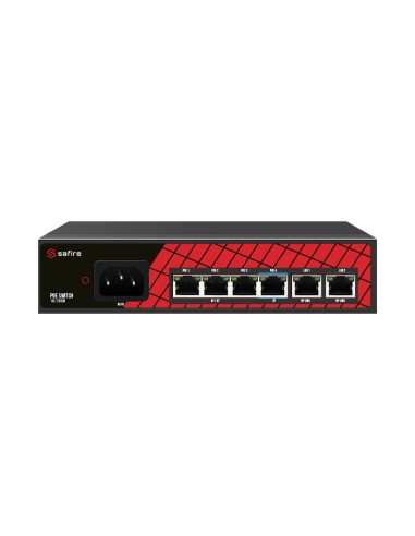 SAFIRE SWITCH HI-POE - 4 PUERTOS POE + 2 UPLINK RJ45 - VELOCIDAD DE PUERTOS 10/100MBPS - 3 PUERTOS POE+ 30W + 1 PUERTO HI-POE 60