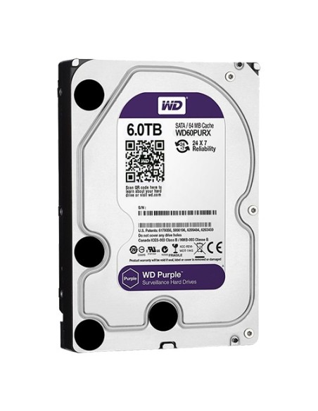 DISCO DURO WESTERN DIGITAL - CAPACIDAD 6 TB - INTERFAZ SATA 6 GB/S - MODELO WD60PURX - ESPECIAL PARA VIDEOGRABADORES - SUELTO O