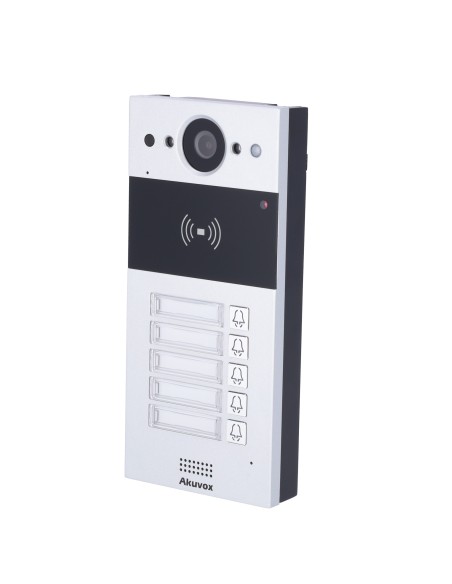 VIDEOPORTERO IP EN SUPERFICIE - CÁMARA 2 MPX | AUDIO BIDIRECCIONAL - APERTURA CON TARJETAS EM/MF Y NFC | 2 RELÉS - 5 APARTAMENTO