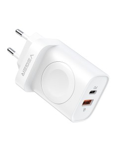 VEGER - USB- UND KABELLOSES LADEGERÄT (FÜR IWATCH) - LEISTUNG 25W - SCHNELLES AUFLADEN 22.5W - USB-A, USB-C UND KABELLOSE AUSGÄN