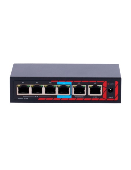 SAFIRE INDOOR HI-POE EXTENDER SWITCH - AMPLÍA ALCANCE ALIMENTACIÓN POE - 4 PUERTOS POE + 2 UPLINK RJ45 - IEEE 802.3 AF/AT/BT - P