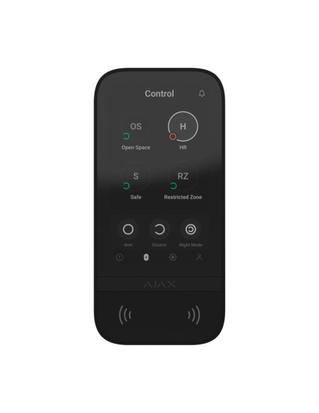 TECLADO CON PANTALLA TÁCTIL Y RFID - GRADO 2 - INALÁMBRICO 868 MHZ JEWELLER - ARMADO/DESARMADO TOTAL O POR GRUPOS - CONTROL DE L