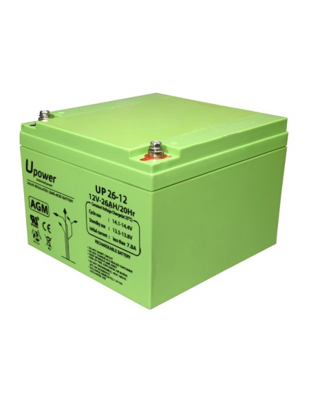 UPOWER - BATERÍA RECARGABLE - TECNOLOGÍA PLOMO ÁCIDO AGM - VOLTAJE 12 V - CAPACIDAD 26.0 AH - 125 X 166.5 X 175 / 8440 G - PARA