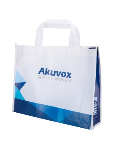 AKUVOX - BOLSA CON ASAS REUTILIZABLE - FIBRA DE POLIÉSTER - COLOR AZUL Y BLANCO