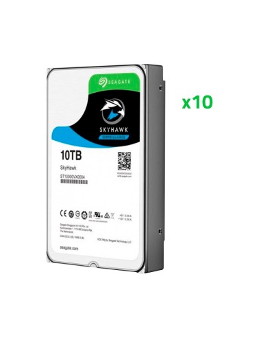 PACK DE DISCOS DUROS - 10 UNIDADES - SEAGATE SKYHAWK ST10000VE0008  - HASTA 32 TRANSMISIONES DE INTELIGENCIA ARTIFICIAL - 10 TB