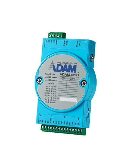 MÓDULO DE AQUISIÇÃO E CONTROLO DE DADOS - 16 ENTRADAS DIGITAIS - PROTOCOLOS: MODBUS/TCP, TCP/IP, UDP, HTTP,... - CAPACIDADE DE C