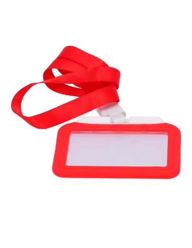 PORTA-TARJETAS - DISPOSICIÓN HORIZONTAL - LÁMINAS DE PLÁSTICO PROTECTORAS - FABRICADO EN SILICONA - COLOR ROJO