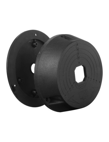 CAJA DE CONEXIONES  - PARA CÁMARAS DOMO - APTO PARA USO EXTERIOR - INSTALACIÓN EN TECHO O PARED - FABRICADO EN PLÁSTICO - COLOR