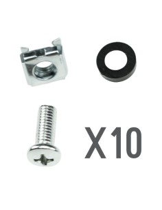 SCREWS - RACK MOUNTABLE - METRIC M6 - 10 UNITS - NUT - SCREW AND SEPARATOR
