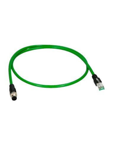 CONECTOR ADAPTADOR M12 MACHO A RJ45 MACHO - ETHERNET - ESPECIAL PARA AVIACIÓN - LONGITUD 0.1 M