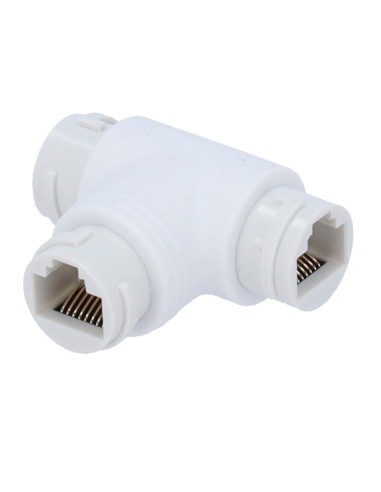 ADAPTADOR RJ45 - CONECTOR ENTRADA RJ45 HEMBRA - CONECTOR SALIDA 2 RJ45 HEMBRA - COMPATIBLE UTP  - IP66 - COLOR BLANCO