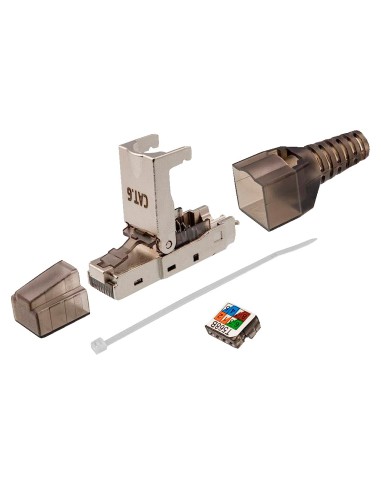 CONECTOR RJ45 - COMPATIBLE CON CABLE FTP CAT 6 - CARCASA DE METAL - FÁCIL INSTALACIÓN SIN NECESIDAD DE HERRAMIENTAS