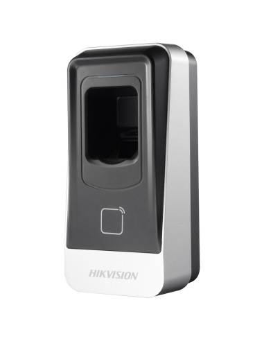 LECTOR DE ACCESO - ACCESO POR HUELLA Y TARJETA MF - INDICADOR LED Y ACÚSTICO - RS485 - COMPATIBLE CON CONTROLADORAS HIKVISION -