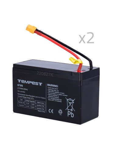 BATERÍA PARA TEMPEST-BAT300 URFOG - 12V / 9AH - CONECTORES ESPECIALES - RECAMBIO SENCILLO - INCLUYE 2 BATERÍAS