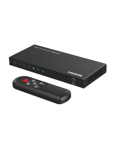 HDMI SWITCH - 4 ENTRADAS HDMI - 1 SALIDA HDMI - RESOLUCIÓN 4K@60HZ - BOTONERA - CONTROL CON MANDO A DISTANCIA