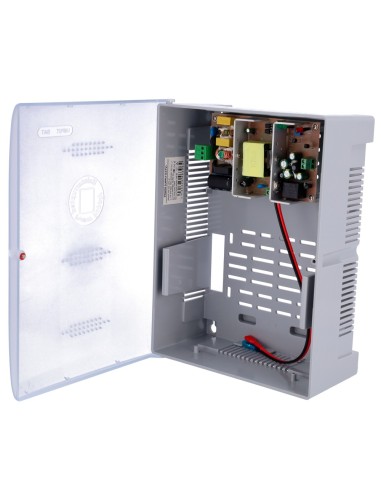 CAJA DE DISTRIBUCIÓN DE ALIMENTACIÓN  - ENTRADA AC 100-240 V 50/60 HZ  - SALIDA DC 12V / 5A - CAJA DE PLÁSTICO - APTO PARA BATER