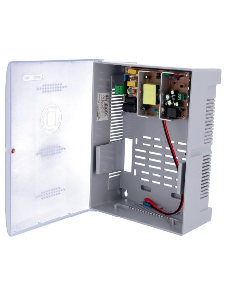 CAJA DE DISTRIBUCIÓN DE ALIMENTACIÓN  - ENTRADA AC 100-240 V 50/60 HZ  - SALIDA DC 12V / 5A - CAJA DE PLÁSTICO - APTO PARA BATER