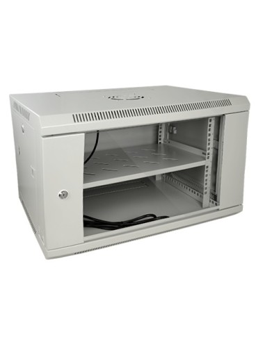 ARMARIO RACK PARA PARED - HASTA 6U RACK DE 19&QUOT; - HASTA 60 KG DE CARGA - CON VENTILACIÓN Y PASACABLES - VENTILADOR Y BANDEJA