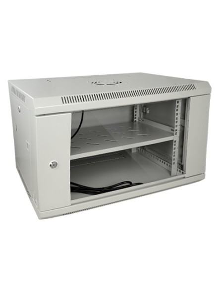 ARMARIO RACK PARA PARED - HASTA 6U RACK DE 19&QUOT; - HASTA 60 KG DE CARGA - CON VENTILACIÓN Y PASACABLES - VENTILADOR Y BANDEJA