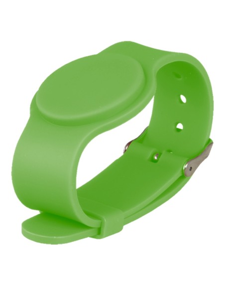PULSERA DE PROXIMIDAD - ID POR RADIOFRECUENCIA - EM PASIVO | COLOR VERDE - BAJA FRECUENCIA 125 KHZ - CORREA AJUSTABLE POR PUNTOS