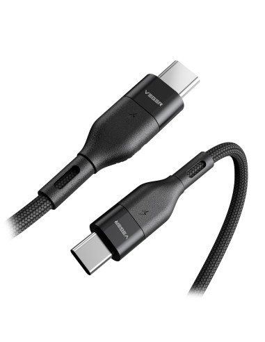 VEGER - CABLE USB2.0 PARA PORTÁTILES - USB-C A USB-C - CUBIERTA DE METAL, NYLON TRENZADO  - LONGITUD 1.2M  - CARGA RÁPIDA PD100W