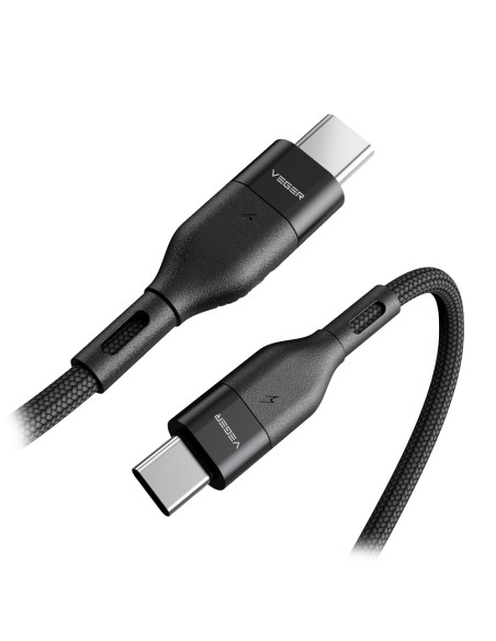 VEGER - USB2.0 CABLE FOR LAPTOPS - USB-C TO USB-C - METAL SHEATH, BRAIDED NYLON  - LENGTH 1.2M  - FAST CHARGE PD100W | COLOR BL