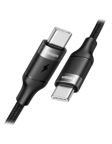 VEGER - KABEL USB2.0 FÜR LAPTOPS - USB-C AUF USB-C - METALLMANTEL, GEFLOCHTENES NYLON  - LÄNGE 1.5M - SCHNELLLADUNG PD100W : FAR