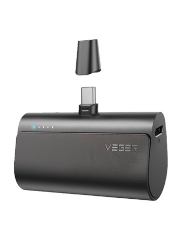 VEGER MINI POWER BANK CON LEDS  CARGA - CAPACIDAD 5000MAH - ENTRADA USB-C, CONECTOR USB-C - SALIDA CONECTOR USB-C - CARGA 1 DISP